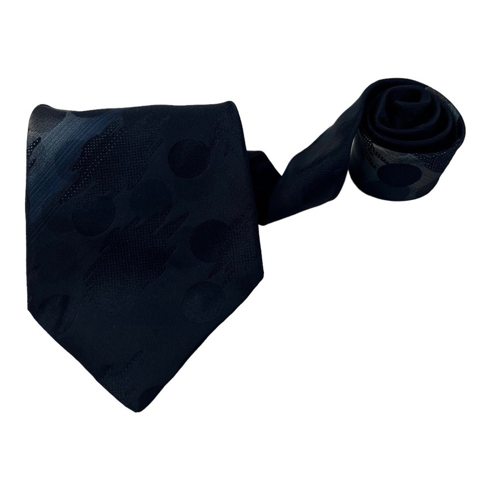 LANVIN Blue w/ Circle Abstract Print Pure Silk Neck Tie Mens Size 4"W 56"L